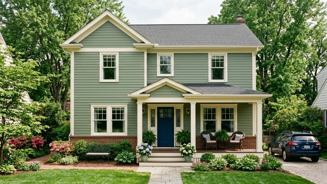 Professional house painting project on a residential home exterior in 2026