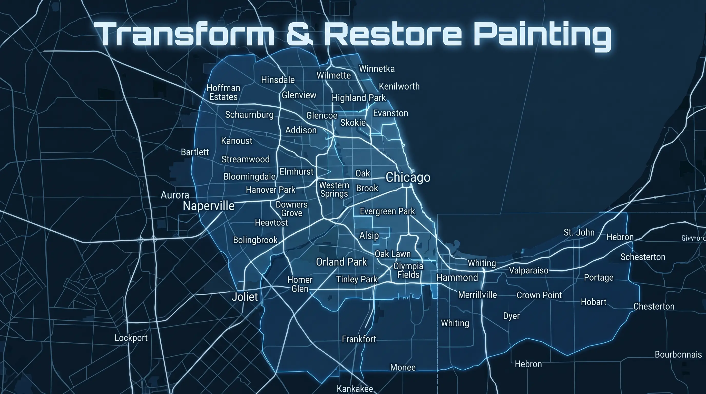 Interior painting Chicago service area map